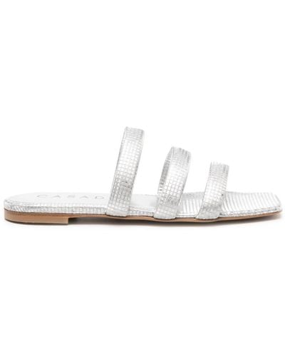 Casadei Geometric-pattern Metallic Sandals - White