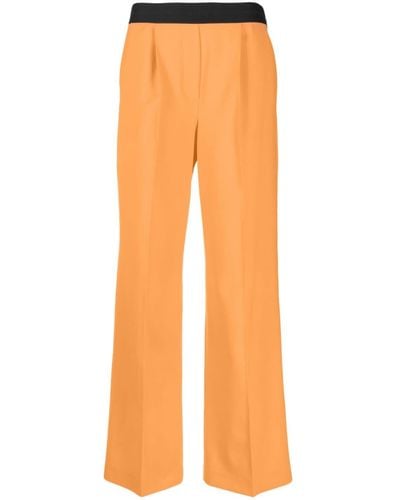 MSGM Logo-waistband Wide-leg Trousers - Orange