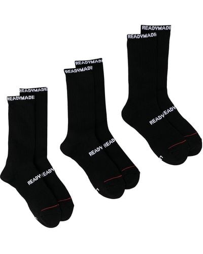 READYMADE Pack de tres pares de calcetines con logo - Negro