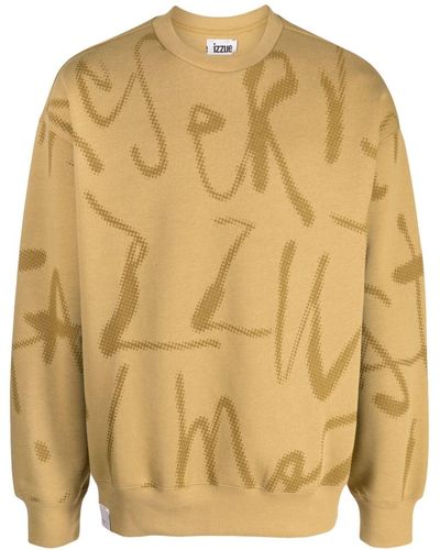 Izzue Graphic-print Jersey-texture Sweatshirt - Natural