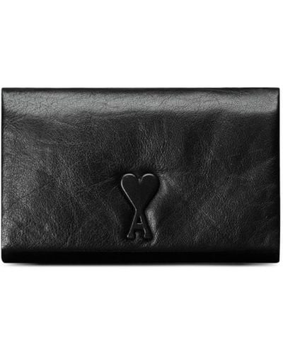 Ami Paris Embossed-logo Shoulder Bag - Black