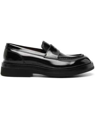 Santoni High-shine Leather Loafers - Black