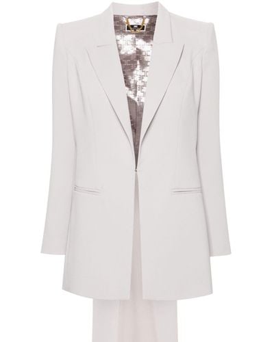 Elisabetta Franchi Single-breasted Crepe Trouser Suit - White