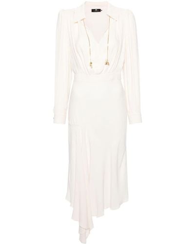 Elisabetta Franchi Chain-link Asymmetric Maxi Dress - White