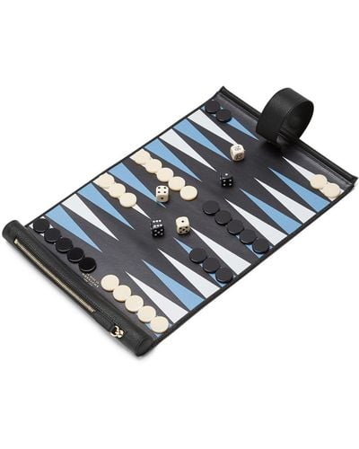 Smythson Pochette de backgammon en cuir Panama - Bleu