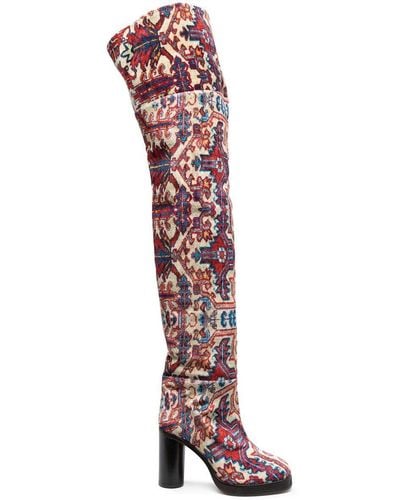 Isabel Marant Lurna Patterned-jacquard Boots - Red