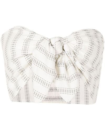 Amir Slama Tie-front Printed Strapless Top - White