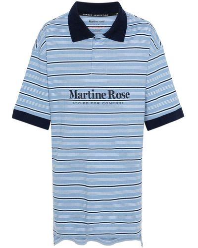 Martine Rose Logo-print Striped T-shirt - Blue