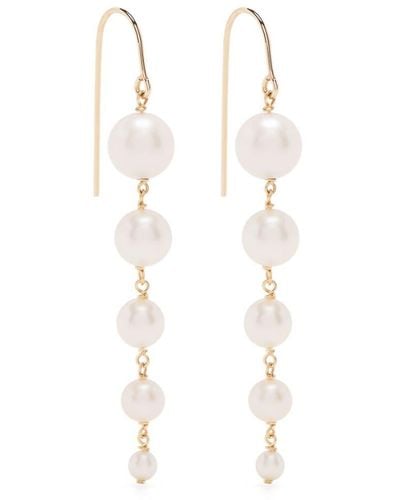 POPPY FINCH Boucles d'oreilles pendentes en or 14ct à perles - Blanc