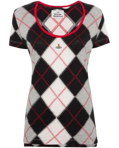 Vivienne Westwood T-Shirt mit Argyle-Muster - Schwarz