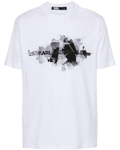 Karl Lagerfeld T-Shirt mit gummiertem Logo - Weiß