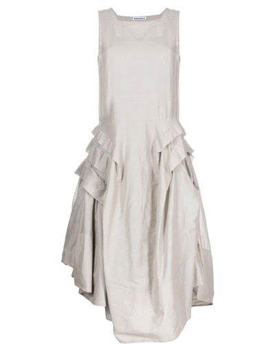 Molly Goddard Sleeveless Draped Midi Dress - White