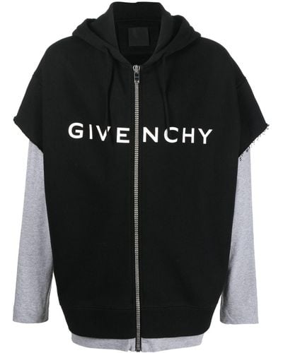 Givenchy Hoodie superposé à logo imprimé - Noir