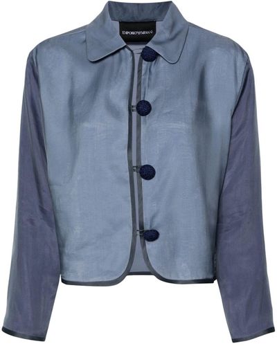 Emporio Armani Silk Cropped Jacket - Blue