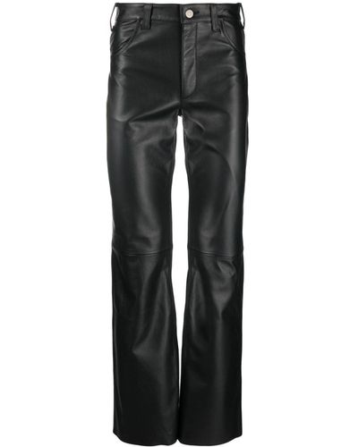 Sandro Pantalon en cuir à coupe droite - Noir