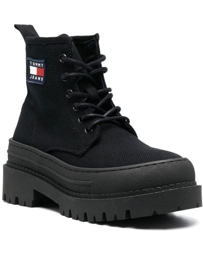 Tommy Hilfiger Foxing Lace-up Ankle Boots - Black