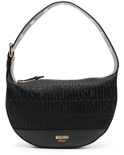 Moschino Monogram-print Leather Shoulder Bag - Black