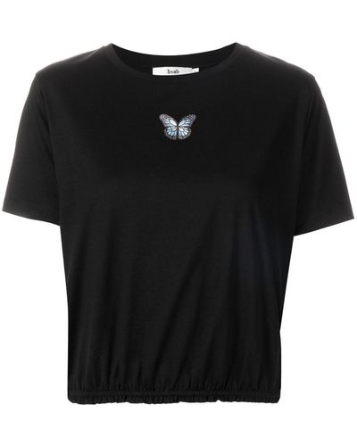 B+ AB バタフライパッチ Tシャツ - ブラック
