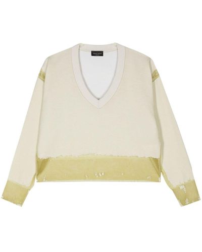 Roberto Collina Devoré V-neck Sweater - White