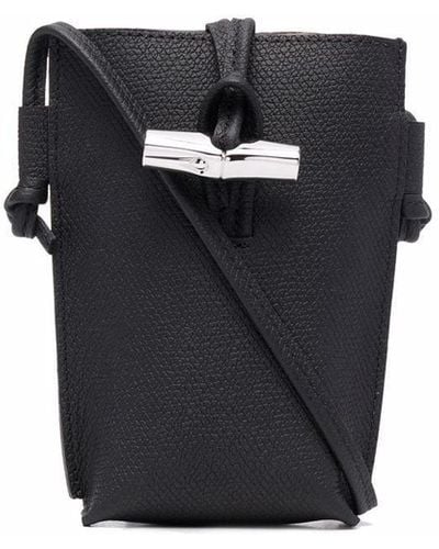Longchamp Roseau Leather Phone Holder - Black