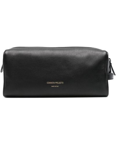 Common Projects Logo-print Leather Wash Bag - Black