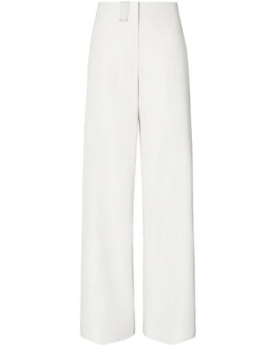 Tory Burch Cotton And Silk Poplin Trousers - White