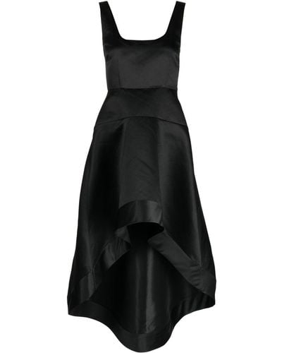 Cynthia Rowley Vestido midi asimétrico con acabado satinado - Negro