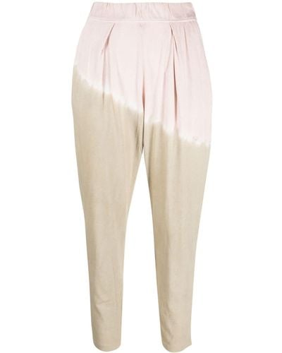 Raquel Allegra Tie-dye Print Cotton Pants - Natural
