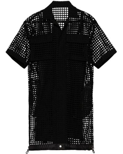 Sacai Open-knit Cotton Shirtdress - Black
