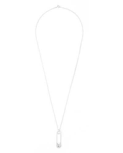 True Rocks Large Safety Pin Pendant Necklace - White