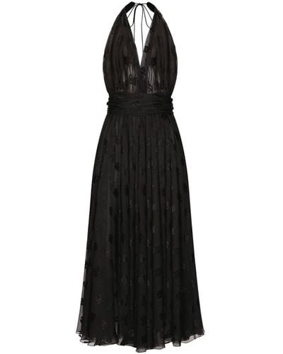 Dolce & Gabbana Dg-print Midi Dress - Black