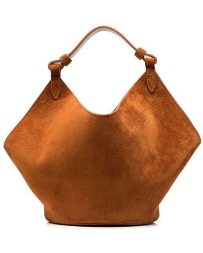 Khaite Lotus Mini Leather Handbag - Brown