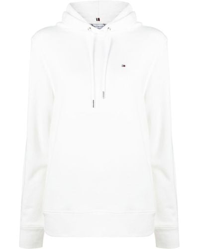 Tommy Hilfiger Logo-embroidered Drawstring Hoodie - White