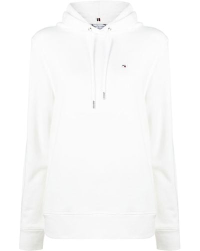 Tommy Hilfiger Sudadera con capucha y logo bordado - Blanco