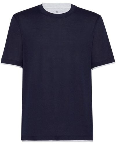 Brunello Cucinelli T-Shirt im Layering-Look - Blau