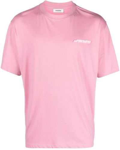 Sandro T-shirt en coton à patch logo - Rose