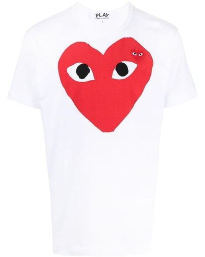 COMME DES GARÇONS PLAY Comme des Garcons spielen T -Shirt mit Herzdruck und Stickerei - Weiß