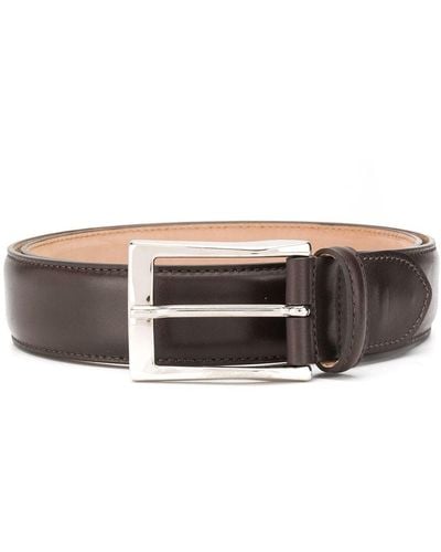 SCAROSSO Classic Square Buckle Belt - Brown