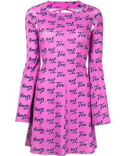 Natasha Zinko Slogan-print Short Dress - Pink