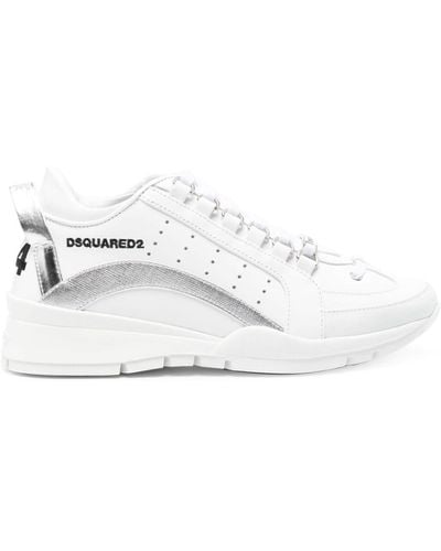 DSquared² Logo-embroidered Leather Trainers - White