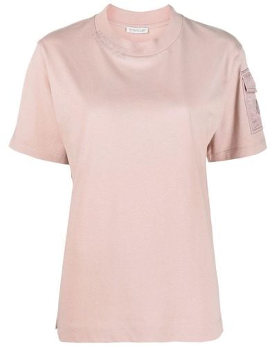Moncler Logo-patch Cotton T-shirt - Pink