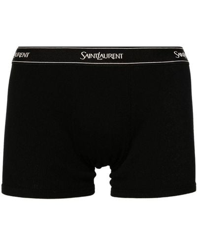 Saint Laurent Fein gerippte Boxershorts mit Logo - Schwarz