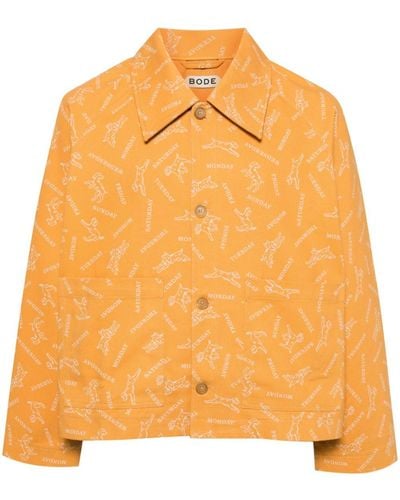 Bode Pooch Cotton Shirt Jacket - Orange