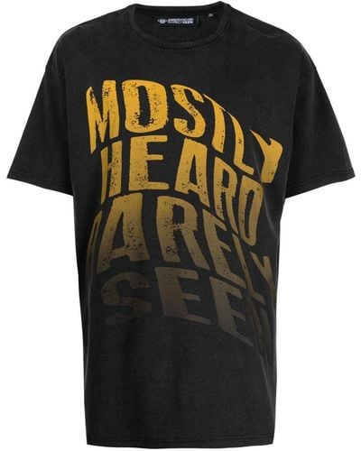 Mostly Heard Rarely Seen Faded Warped Cotton T-shirt - Black