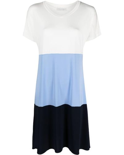 Le Tricot Perugia T-Shirtkleid in Colour-Block-Optik - Blau