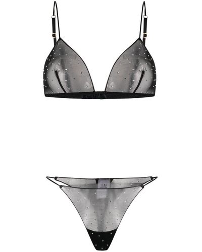 Oséree Reggiseno Gem con decorazione di cristalli - Grigio