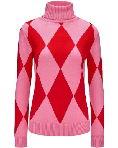 Perfect Moment Diamond Merino Ski Sweater - Red