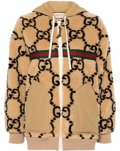 Gucci Maxi GG-pattern Fleece Jacket - Natural