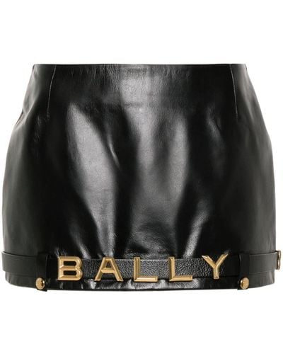 Bally Minifalda con logo y cinturón - Negro