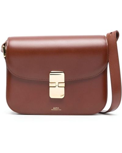 A.P.C. Small Grace Leather Tote Bag - Brown